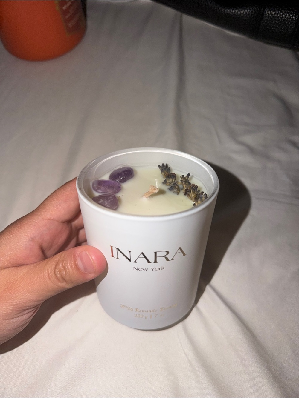 Lavender & Amethyst Scented Candle - White